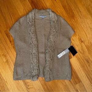 Classiques Entier - Taupe Short Sleeve Cardigan with Textured Trim